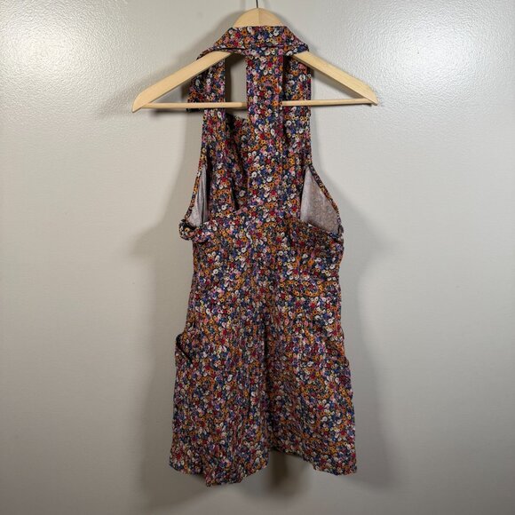 Maeve Anthropologie Amelia Floral Halter Collared Mini Dress Size Small Retro - Picture 4 of 10